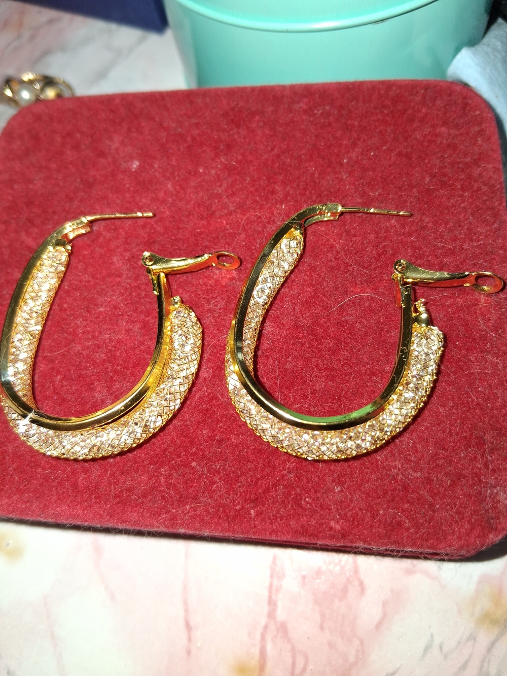925 Gold Over 925 Crystals In Mesh Earrings